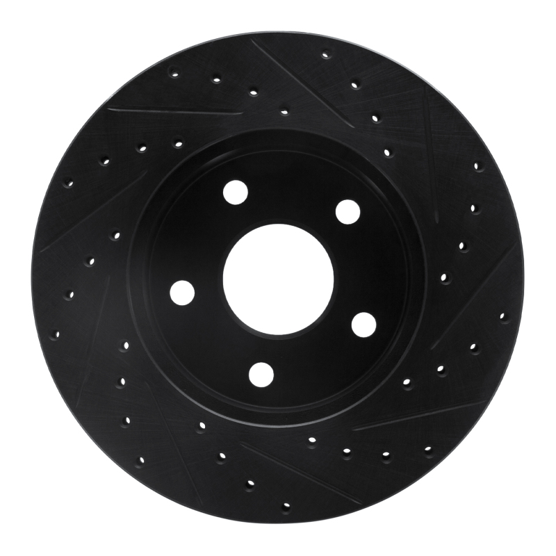 Jeep Grand Cherokee Brake Rotor (1) - Front Left - R1 Concepts - Drilled & Slotted - Black - `99-`04